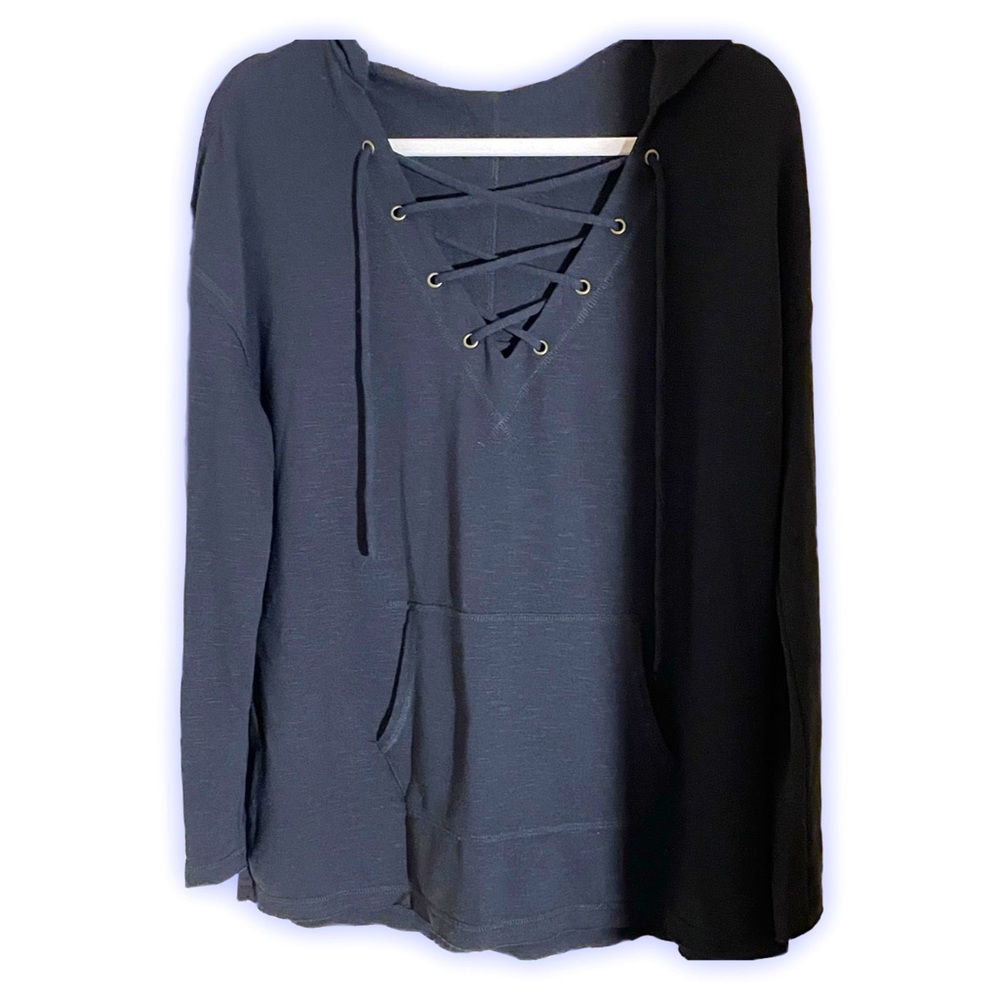 Mossimo Long Sleeved Lace Up Hoodie Sz Lrg Black